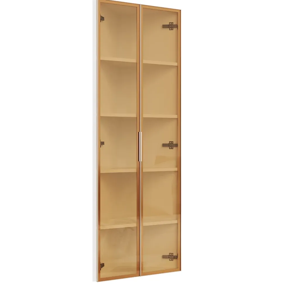 Vitrine d'angle 62x35x160 cm - Avec éclairage LED - 2 portes en verre trempé - Design d'angle - MDF+verre - Blanc