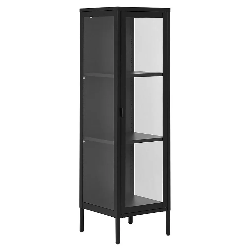 Vitrine de Salon Brisbane, Noir, Métal, 40x35x140 cm, Seven Design