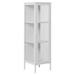 Vitrine de Salon Brisbane, Blanc, Métal, 40x35x140 cm, Seven Design