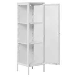 Vitrine de Salon Brisbane, Blanc, Métal, 40x35x140 cm, Seven Design