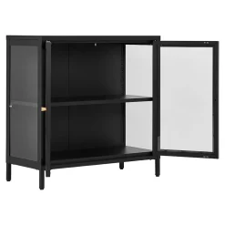 Vitrine de Salon Dalby, Noir, Métal, 80x35x80 cm, Seven Design