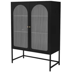 Vitrine de Salon 85x120x40 cm, Noir, Armoire avec 3 Compartiments de Rangement/Étagères et 2 Portes