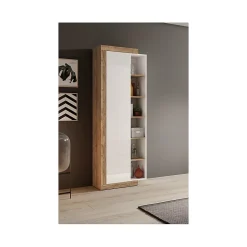 Vitrine design coloris chene et blanc brillant collection SINATRA.