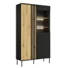 Vitrine design IZO 2 portes Noir onyx & Chene clair 110x195x40 cm