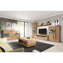 Vitrine design XL collection BREDA. LED incluses. Coloris chene.
