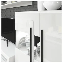 Vitrine design XL collection BREDA. Coloris blanc mat et blanc brillant