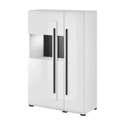 Vitrine design XL collection BREDA. Coloris blanc mat et blanc brillant