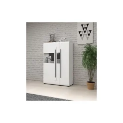 Vitrine design XL collection BREDA. Coloris blanc mat et blanc brillant