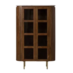 Vitrine en bois de manguier et marbre Sienne