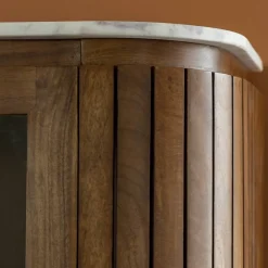 Vitrine en bois de manguier et marbre Sienne