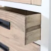 Vitrine en bois de mindi massif avec 3 tiroirs et porte vitrée