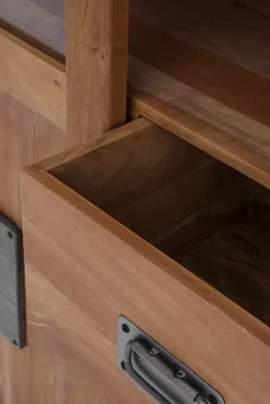 Vitrine en bois massif d'acacia recyclé