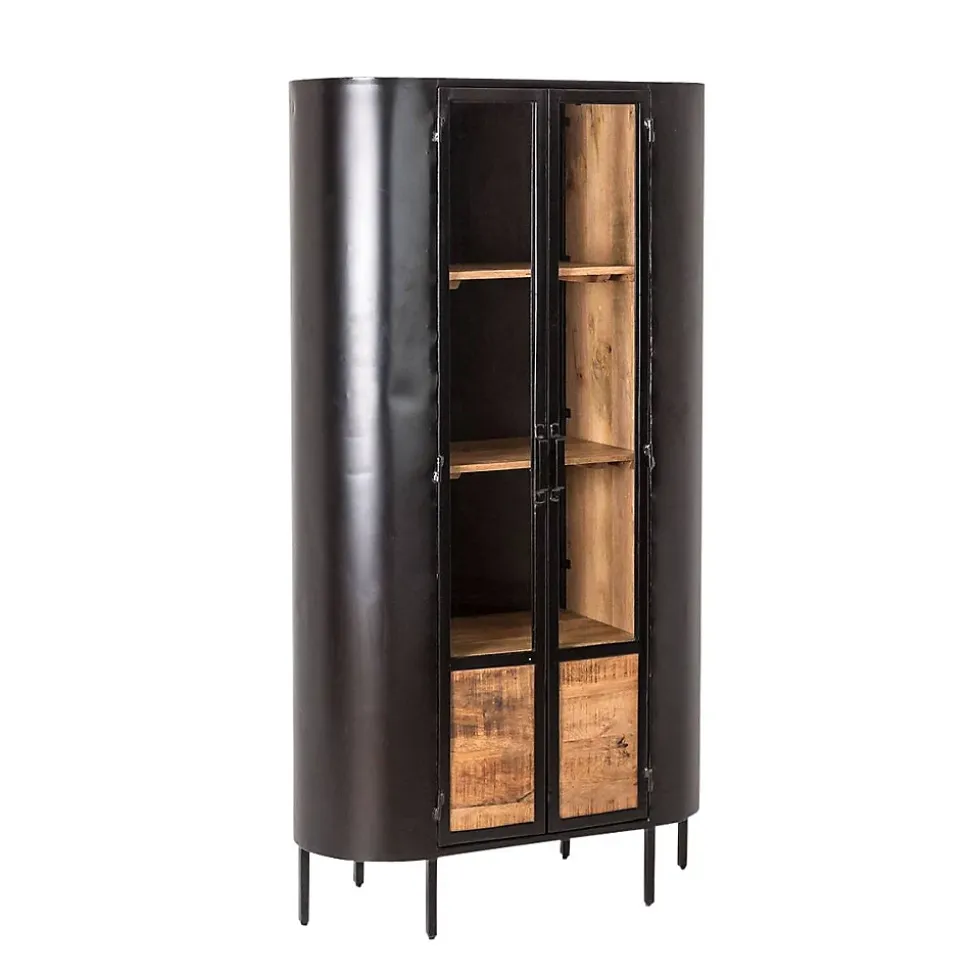 Vitrine en métal et bois de manguier Achille