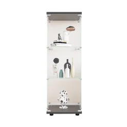 Vitrine en Verre - 3 étagères en Verre - avec Portes et Serrure - Noir
