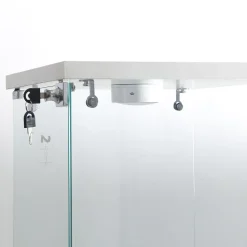 Vitrine en Verre - 3 étagères - Avec LEDs, lumière et serrure, blanc
