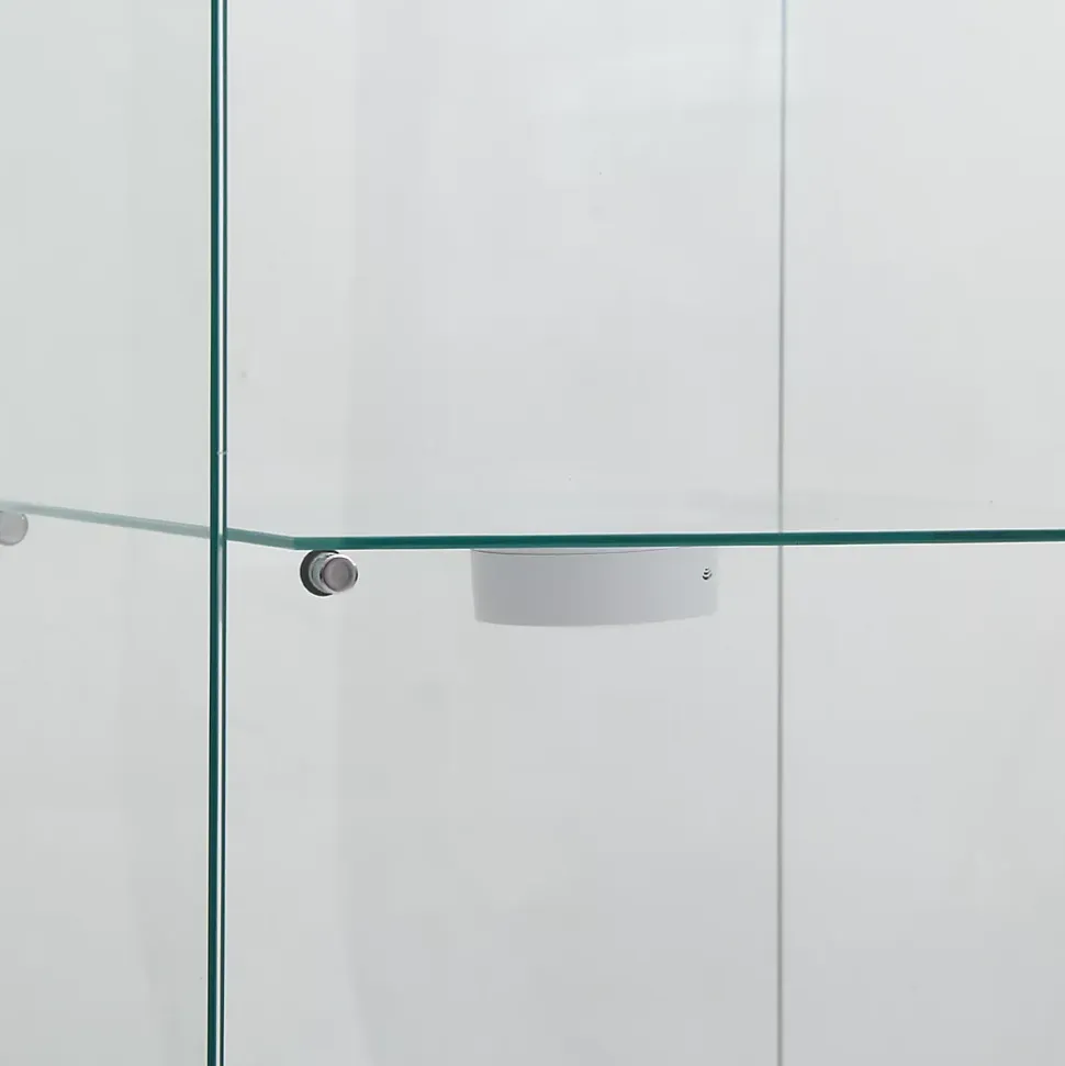 Vitrine en Verre - 3 étagères - Avec LEDs, lumière et serrure, blanc