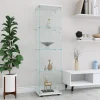 Vitrine en verre 164 cm, 1 porte avec serrure, 4 étagères, armoire sur pied pour chambre ou salon, blanc