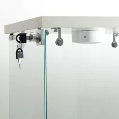 Vitrine en Verre 2 étagères, Meuble Vitrine Verre avec LED et Portes, 86x40x36 cm, Blanc