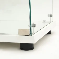 Vitrine en Verre 2 étagères, Meuble Vitrine Verre avec LED et Portes, 86x40x36 cm, Blanc