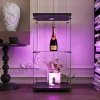 Vitrine en Verre 2 étagères, Meuble Vitrine Verre avec LED et Portes, 86x40x36 cm, Noir