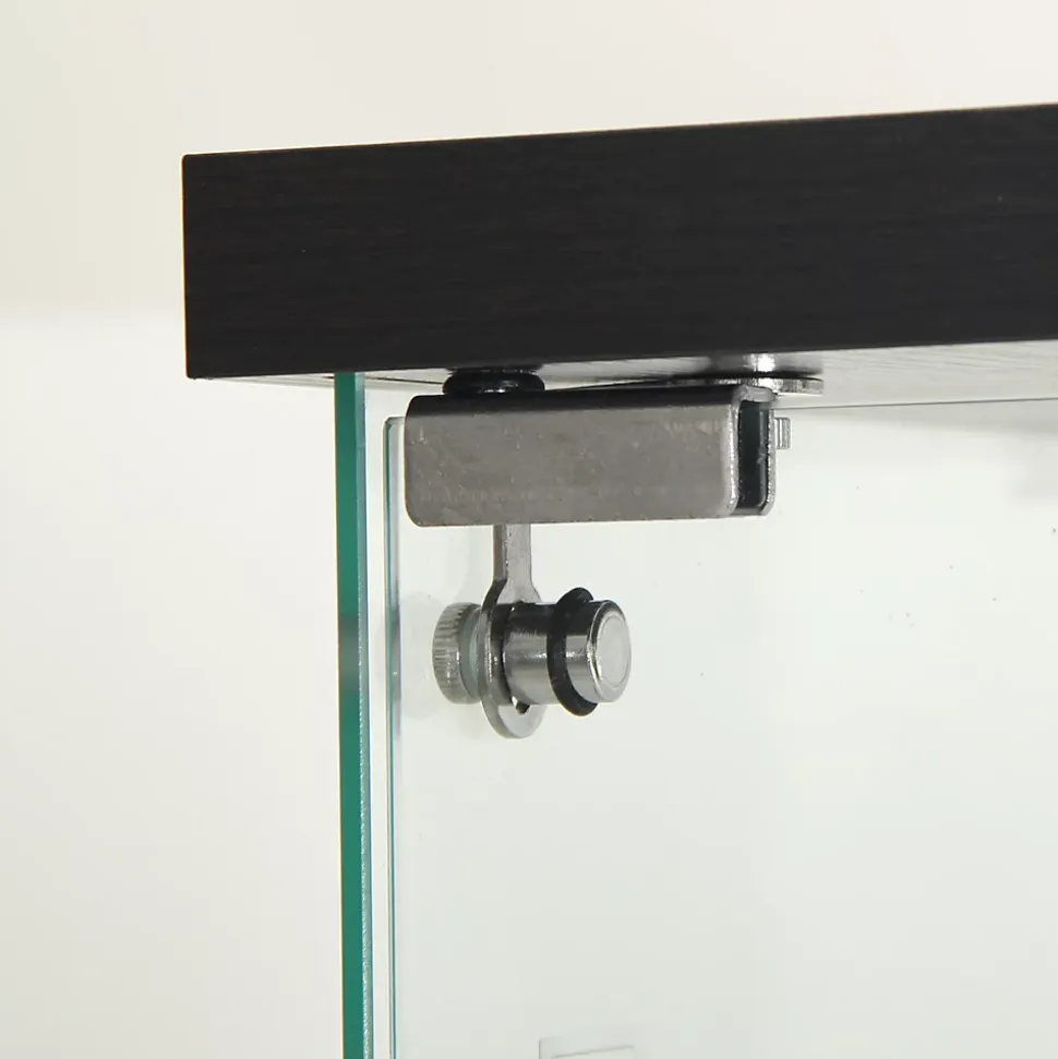 Vitrine en Verre 2 étagères, Meuble Vitrine Verre avec LED et Portes, 86x40x36 cm, Noir