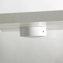 Vitrine en verre 4 étagères avec LED et porte, Meuble sur pied pour salon, chambre ou bureau, Blanc