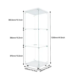Vitrine en verre à trois couches avec lumière LED, blanc, élégante vitrine en verre pour exposer vos trésors