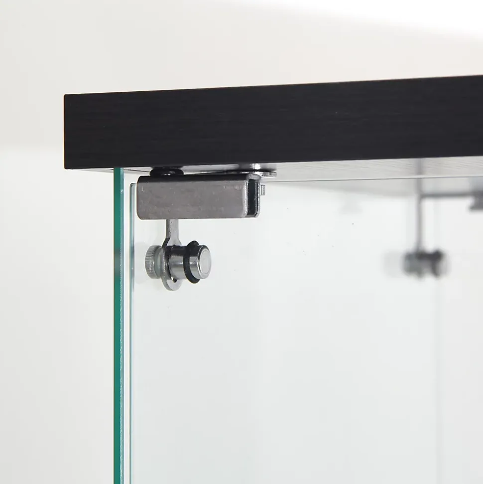 Vitrine en verre à trois couches avec lumière LED, noire, élégante vitrine en verre pour exposer vos trésors