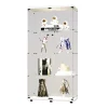 Vitrine en verre, LED, 4 couches, 2 portes, 80,5x36,5x164cm, pour salon, chambre à coucher, bureau, Blanc