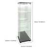 Vitrine en verre, LED, miroir arrière, 4 couches, 1 porte, 42x36x164cm, salon, chambre à coucher, bureau, Noir