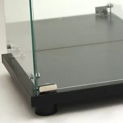 Vitrine en verre, LED, miroir arrière, 4 couches, 1 porte, 42x36x164cm, salon, chambre à coucher, bureau, Noir