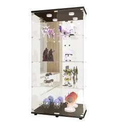 Vitrine en verre moderne noire 40.5 x 36.5 x 163.9 cm avec 4 étagères, pour livres, vin et objets de collection