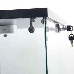 Vitrine en verre moderne noire 40.5 x 36.5 x 163.9 cm avec 4 étagères, pour livres, vin et objets de collection
