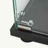 Vitrine en verre noire 4 étagères avec LED, porte et pieds réglables, Meuble d'exposition pour salon, chambre ou bureau