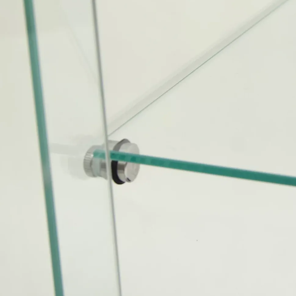 Vitrine en verre noire 4 étagères avec LED, porte et pieds réglables, Meuble d'exposition pour salon, chambre ou bureau