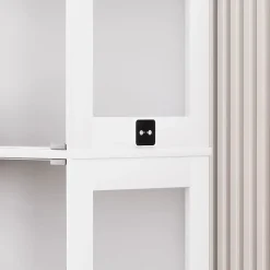 Vitrine en verre trempé avec éclairage à détecteur de mouvement 3CCT, 4 niveaux, blanc