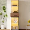 Vitrine en verre 40x40x200 cm - Avec éclairage LED - 2 portes vitrées et 1 tiroir - MDF+verre - Blanc