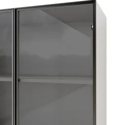 Vitrine en verre 60x40x160 cm - Avec éclairage LED - 2 portes vitrées et 2 tiroirs - Structure en alliage d'aluminium - Blanc