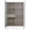 Vitrine haute 104 cm 2 portes éclairage LED grège TOSENA