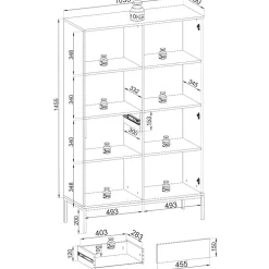 Vitrine haute 104 cm 2 portes éclairage LED grège TOSENA
