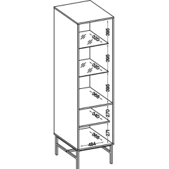 Vitrine haute 2 porte 52 cm beige avec pieds dorés OKTIO