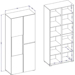 Vitrine haute 2 portes collection HAVANA. Coloris chene et noir.