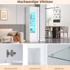 Vitrine Haute avec Éclairage LED Blanc Brillant, Moderne avec 3 Étages en Verre et 5 Espaces de Rangement, Blanc, 60x40x180 cm