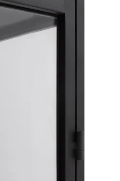 Vitrine haute avec portes et côtés en verre structure métallique noire