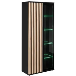 Vitrine haute design collection DEAN 2 portes avec éclairage LED intégré