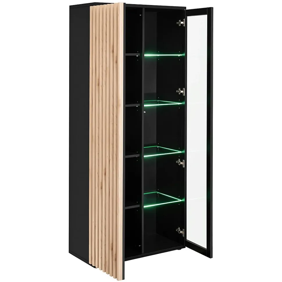 Vitrine haute design collection DEAN 2 portes avec éclairage LED intégré