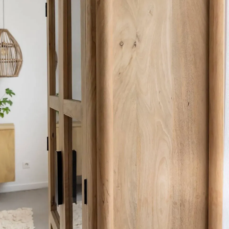 Vitrine haute en bois de manguier Nova