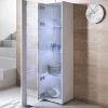 Vitrine LED contemporaine - Blanc brillant - 1 porte - 4 compart. - 40x167x29 cm