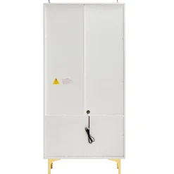 Vitrine Moderne avec 2 Portes en Verre, 2 Tiroirs et 3 Étagères Réglables - MDF - Blanc - 70x35x150 cm