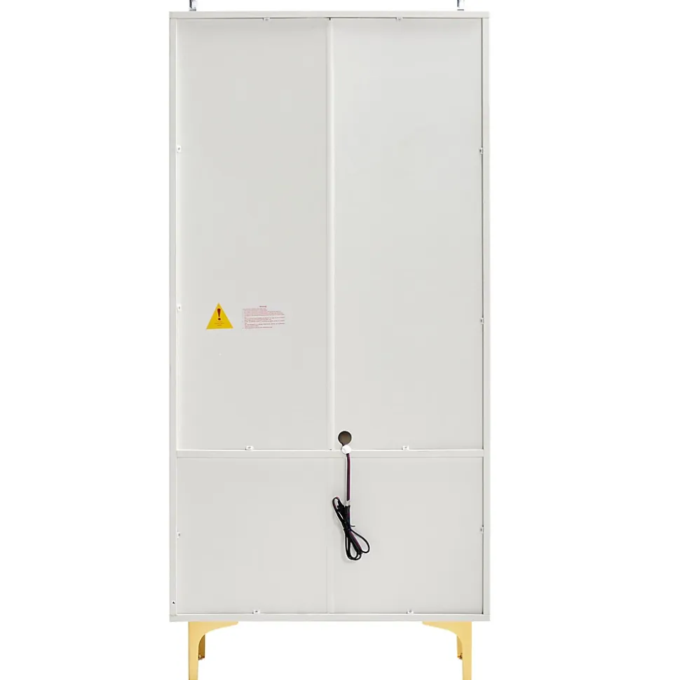 Vitrine Moderne avec 2 Portes en Verre, 2 Tiroirs et 3 Étagères Réglables - MDF - Blanc - 70x35x150 cm